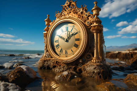 A beautiful clock on the seashoreの素材