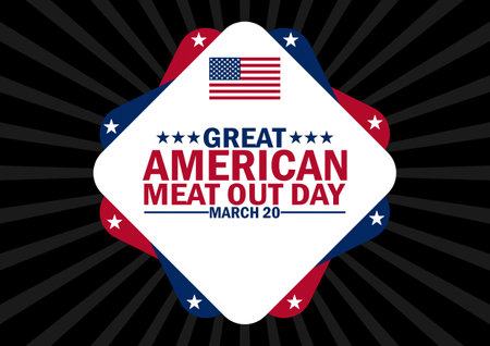 Great American Meat out Day wallpaper with typography. March 20. Great American Meat out Day, backgroundのイラスト素材