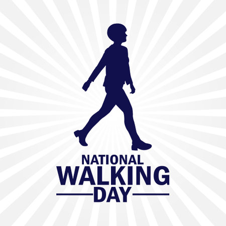 National Walking Day. Holiday concept. Template for background, banner, card, poster with text inscriptionのイラスト素材