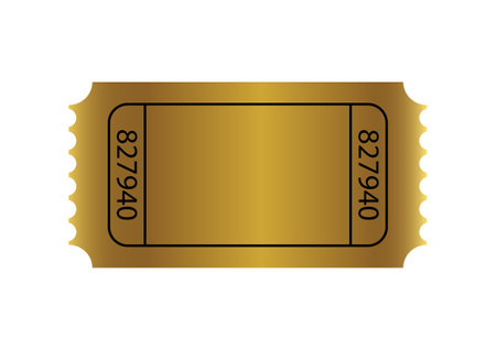 Blank golden ticket icon over white background. vector illustrationのイラスト素材
