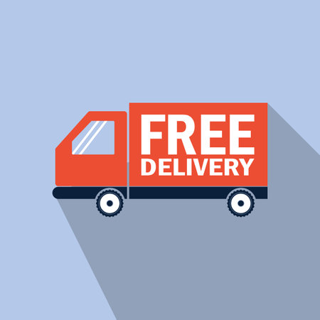 Free delivery truck icon. Flat illustration of free delivery truck vector icon for webのイラスト素材