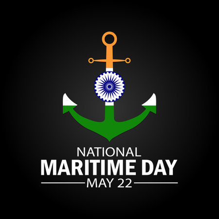 National Maritime day. May 22. Holiday concept. Template for background, banner, card, poster with text inscription. Vector illustration.のイラスト素材