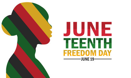 June Teenth Freedom Day wallpaper with shapes and typography, banner, card, poster, template. June Teenth Freedom Day, backgroundのイラスト素材