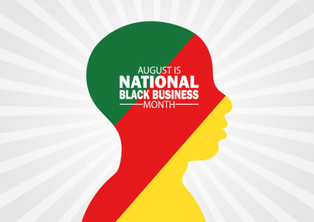 August is National Black Business Month wallpaper with shapes and typography, banner, card, poster, template. August is National Black Business Month, backgroundのイラスト素材
