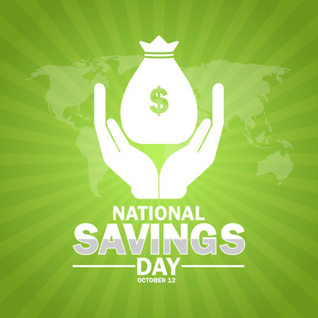 National Savings Day. October 12. Holiday concept. Template for background, banner, card, poster with text inscription. Vector illustrationのイラスト素材