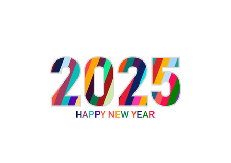 Happy new year 2025 design. With colorful number illustrations. Premium modern design 2025のイラスト素材