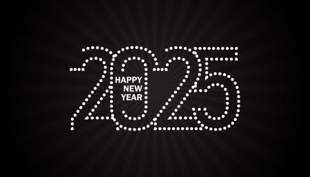 Creative Design to 2025 Happy New Year Celebration With black background.のイラスト素材