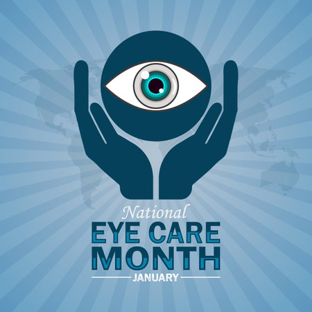 National Eye Care Month January. Holiday concept. Template for background, banner, card, poster with text inscription. Modern Vector illustrationのイラスト素材