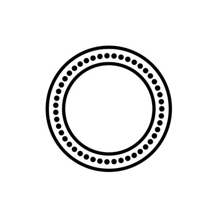 Round frame dots icon. Isolated on white background. Vector illustration.のイラスト素材