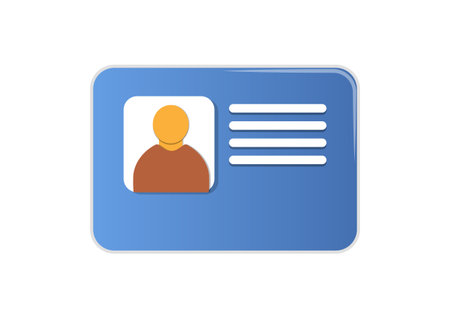 Blue ID Card Icon with Profile Photo â Personal Identification Vector Badgeのイラスト素材