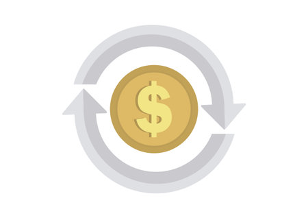 Coin Rotation Icon â Dollar Currency Loop Finance Symbol Vectorのイラスト素材