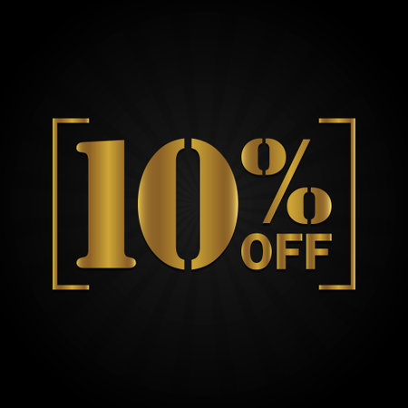 Elegant Gold 10% Off Text Graphic â€“ Luxury Discount Offer Label. The concept of sales...