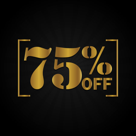 Sleek 75% Off Black Gold Sale Banner for Luxury Marketing. The concept of sales discounts