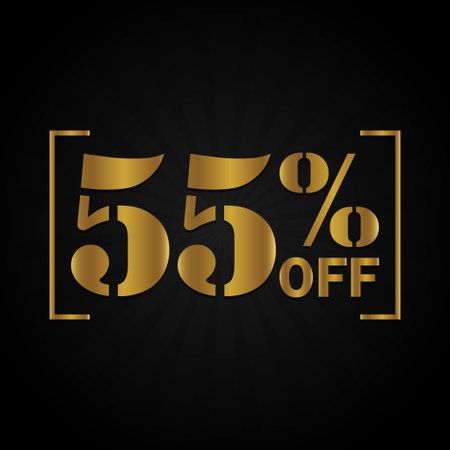 Chic 55% Off Black Gold Sale Poster for Stylish Promotions. The concept of sales discounts