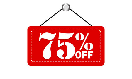 75% Off Discount Sale Sign â Red Hanging Tag for Promotionsのイラスト素材