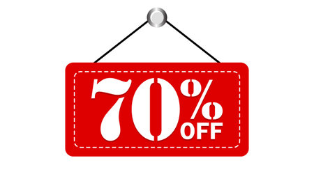Huge 70% Off Sale Sign â Red Discount Tag for Promotionsのイラスト素材