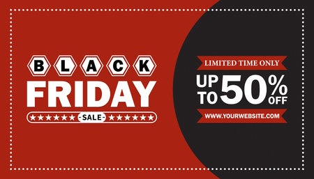Black Friday Sale Up to 50% Off Limited Time. Design template for Black Friday sale bannerのイラスト素材