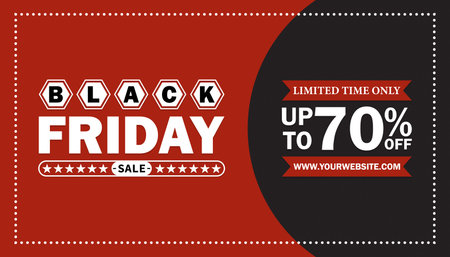 Black Friday Sale Up to 70% Off Limited Time Offer. Design template for Black Friday sale bannerのイラスト素材