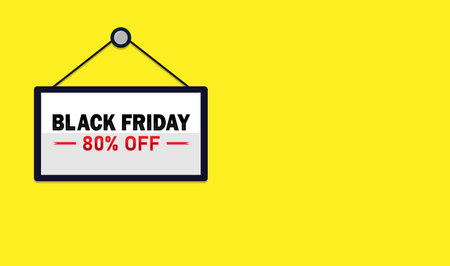 Black Friday Sale 80% Off Sign on Yellow Backgroundのイラスト素材