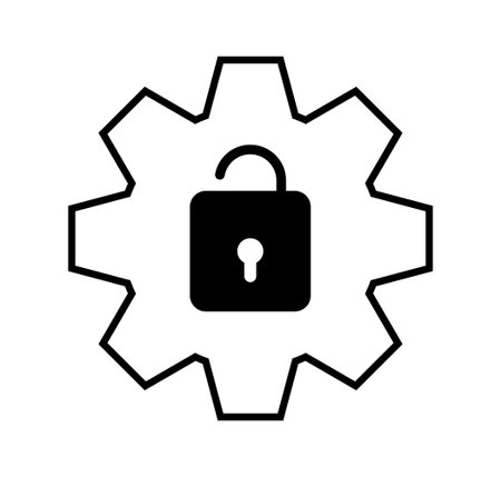 Unlocked Padlock in Gear Settings Security Iconのイラスト素材