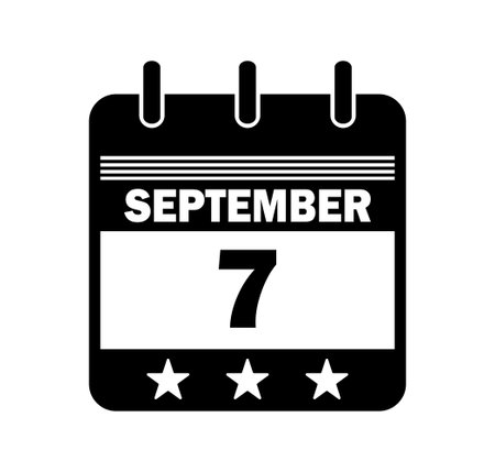 September 7 Calendar Date Icon. Vector Illustrationのイラスト素材