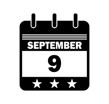 September 9 Calendar Date Icon. Vector Illustrationのイラスト素材
