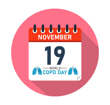 World COPD Day November 19 Calendar Graphic Design. banner for social media post. Vector Illustrationのイラスト素材