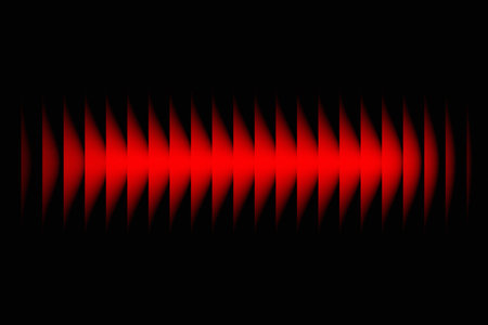 Red Wave Interference Pattern. Horizontal Abstract Stripes with Symmetrical Light Contrast. Modern futuristic texture suitable for tech design, wallpaper, cover, poster, banner, brochure, websiteの写真素材