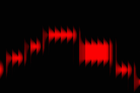 Red Signal Waveform. Abstract Triangular Pattern with Horizontal Modulated Light Peaks. Modern...