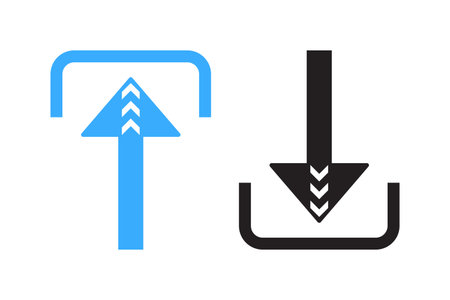 Upload Download Icons. Abstract Arrow Container Symbol Setのイラスト素材