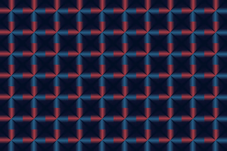 3D Grid Squares. Red Blue Optical Illusion Geometric Patternの写真素材