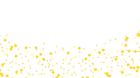 Yellow Dot Confetti Pattern. Scattered Abstract Background with White Space and Dynamic Layoutのイラスト素材