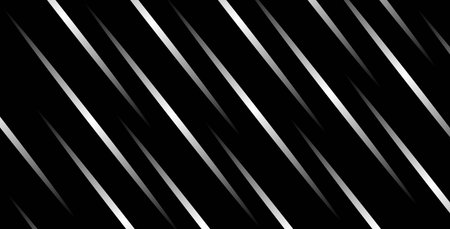 Abstract Background Featuring Dynamic White Gray Diagonal Lines. Abstract Gradient Streaks with Depth and Motion on Black Minimal Background. Suitable for Futuristic and Energetic Graphic Designの写真素材