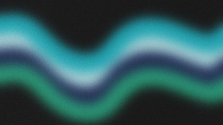 Cyan Green Waveform. Abstract Glowing Dual Line Motion on Dark Background