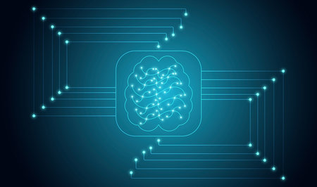 Abstract Digital Network Technology Background with Glowing Data Connections