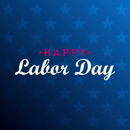 Happy Labor Day Blue Background with Star Pattern. Labor day banner template. Vector illustration.のイラスト素材