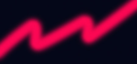 Neon Pink Zigzag Glowing Line on Dark Background. Abstract Red Lightning Style Wave with Glow...