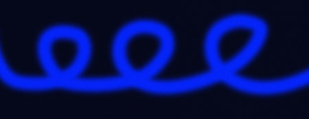 Neon Blue Glowing Spiral Line on Dark Background. Abstract Blue Curly Light Wave with Glow Effect....