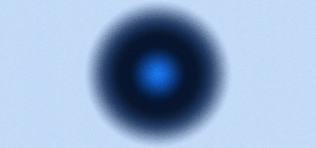 Minimal Grey Background with Blue Glowing Circle. Abstract Soft Blur Blue Orb Light on Light...