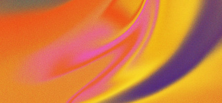 Retro Grainy Yellow Orange Pink Purple Abstract Gradient Background with Smooth Flowing Light Waves...