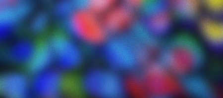 Retro Grainy Multicolor Abstract Gradient Background with Blurred Bokeh Light Circles Noise Texture Effect Vibrant Modern Poster Designの写真素材