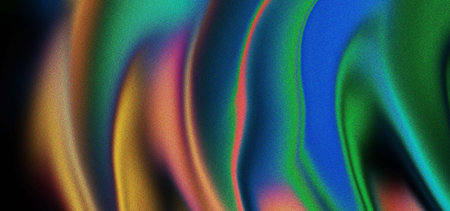 Retro Grainy Multicolor Neon Abstract Gradient Background with Smooth Flowing Liquid Waves Noise Texture Effect Vibrant Modern Poster Designの写真素材