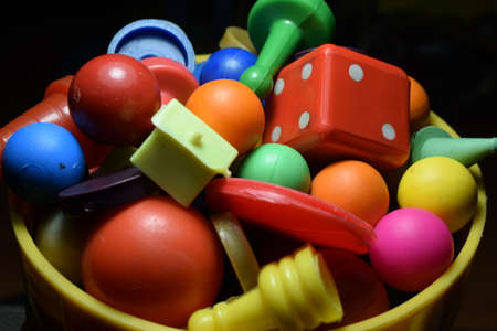 Assorted game pawns with different colorの写真素材