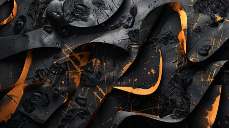 Abstract black and orange background. 3d rendering, 3d illustration.の素材