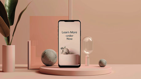 Mobile phone mockup. 3d illustration. Minimal style.の素材