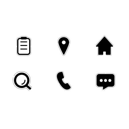 Contact info icon pack notes, location, home, search, phone, messageのイラスト素材