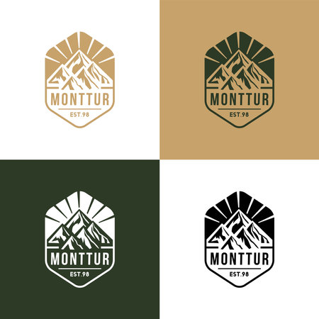 Mountains logo template. Vector illustration. Graphic design element. Vintage style.のイラスト素材