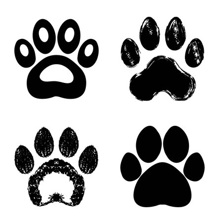 Vector illustration of a set of black paw prints on a white backgroundのイラスト素材