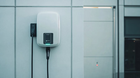 Charging station for electric cars in the city, close-upの素材