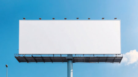 Blank billboard on blue sky background for new advertisement and copy space.の素材